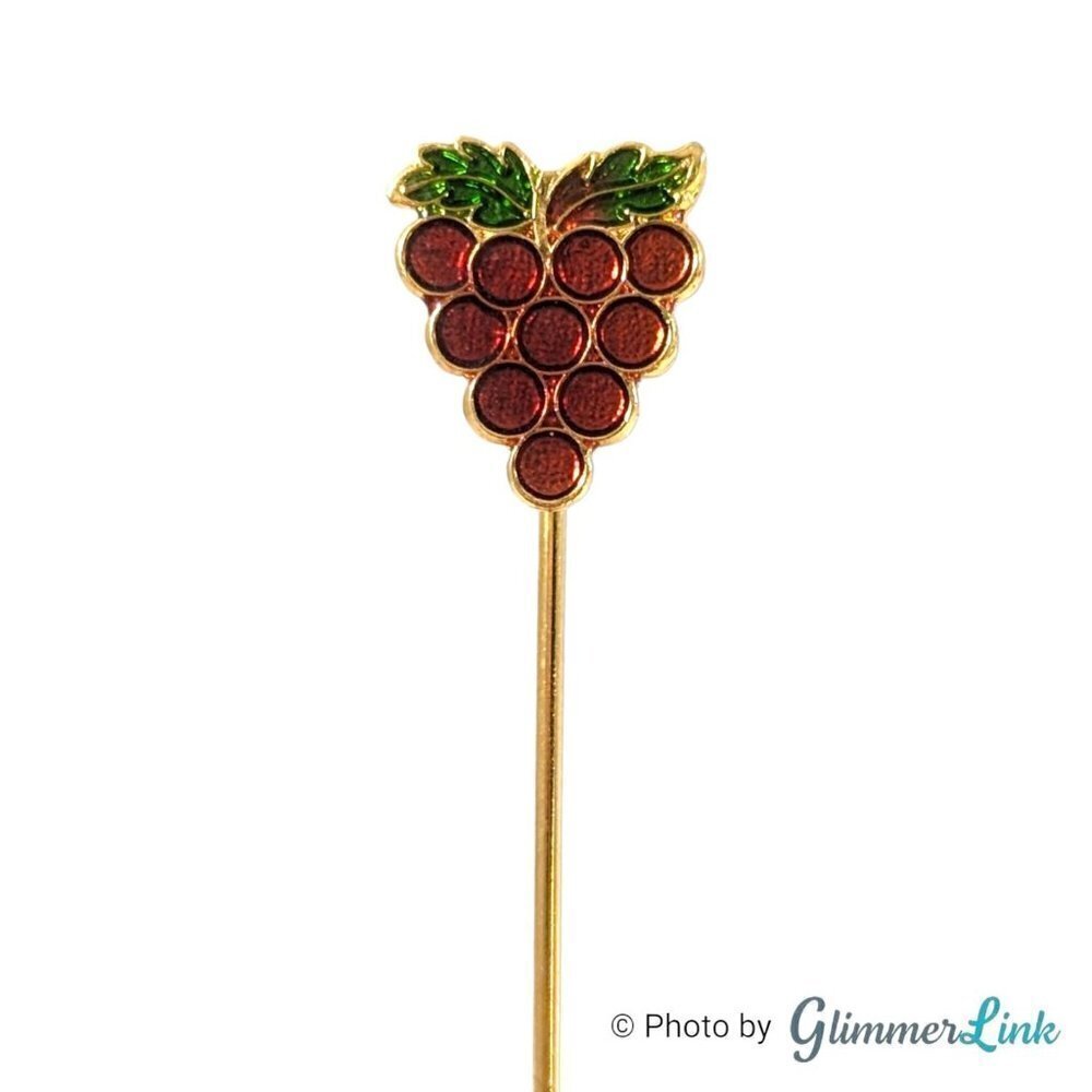 Vintage Grapes Enamel Gold Tone Stick Pin